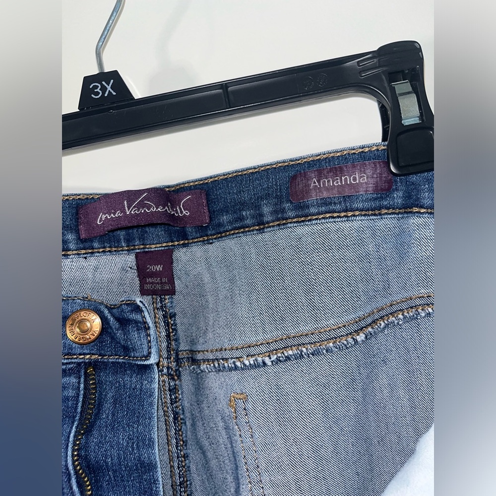 Gloria Vanderbilt Stretch Slimming Logo Denim Cutoff Casual Blue Capri Sz 20W - Picture 13 of 14